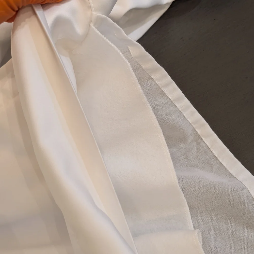 Cindy Crawford Style White Satin Boho Curtain Pleated Rod Pocket Size  84